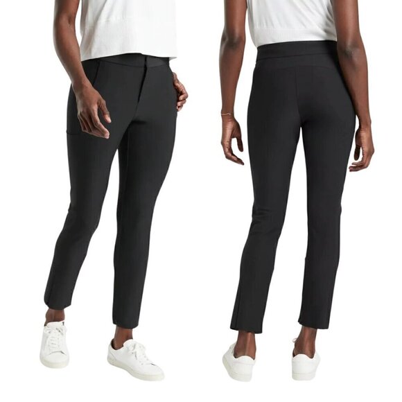 Athleta Stellar Trouser Pants, Black 6 - EUC, Zipper Hems, Career, Skinny - Picture 1 of 14
